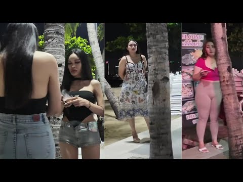 [4k] Pattaya beach road girl waiting for customer | thailand 2024 |